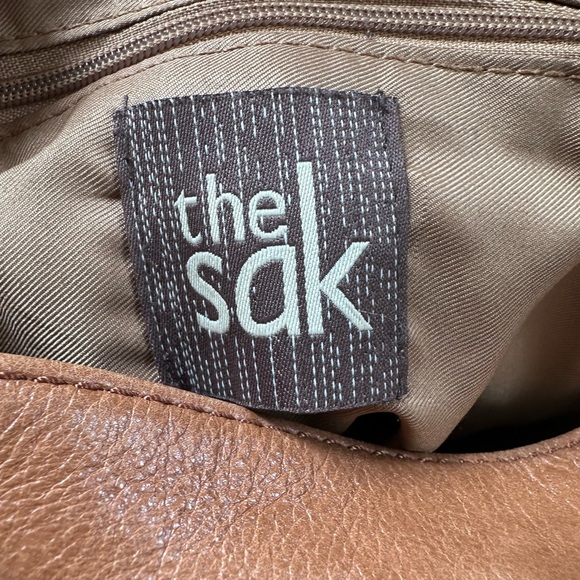 The Sak Women's Handbag Purse Tan Leather Crossbody Beaded Patchwork Bag. - Picture 12 of 14